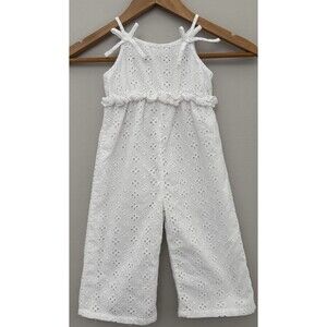 Habitual Girl 2T White Eyelet Jumpsuit 100% Cotton